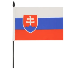 AZ FLAG SLOVAKIA TABLE FLAG 5'' x 8'' - SLOVAK DESK FLAG 21 x 14 cm - Black plastic stick and base