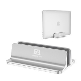 Vertical Laptop Stand, Adjustable Laptop Holder Desktop Dock Mount with Adjustable Dock Size (up to 17.3 inches) Compatible with All MacBook/Surface/Lenovo/Dell/Gaming Laptops (Silver)