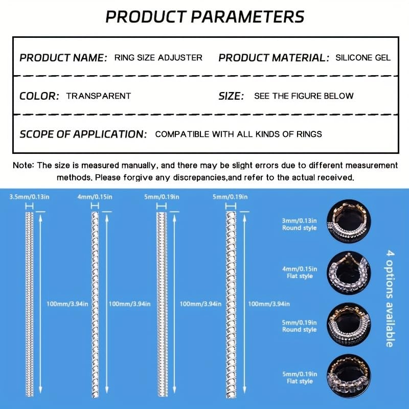 Clear Silicone Ring Sizers Invisible Ring Size Adjuster, Ring Guards