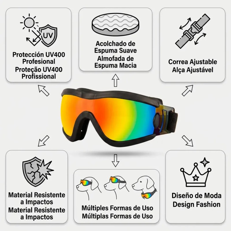 Gafas Negras Para Perros, Raza Pequeña, Resistentes A Los Ra