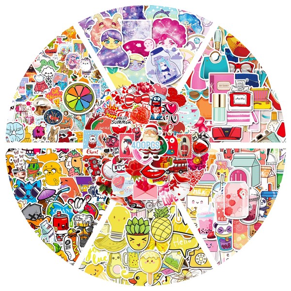 400 PCS Waterproof Stickers, Cute Computer Water Bottle Laptop Car