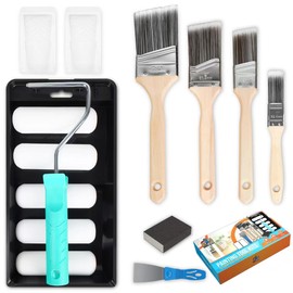 Rhibak Paint Roller Kit, Paint Brushes and 4 Inch Foam Small Paint Roller kit for Professional or Home Owners with All Paints and Stains for Professional Painting Results