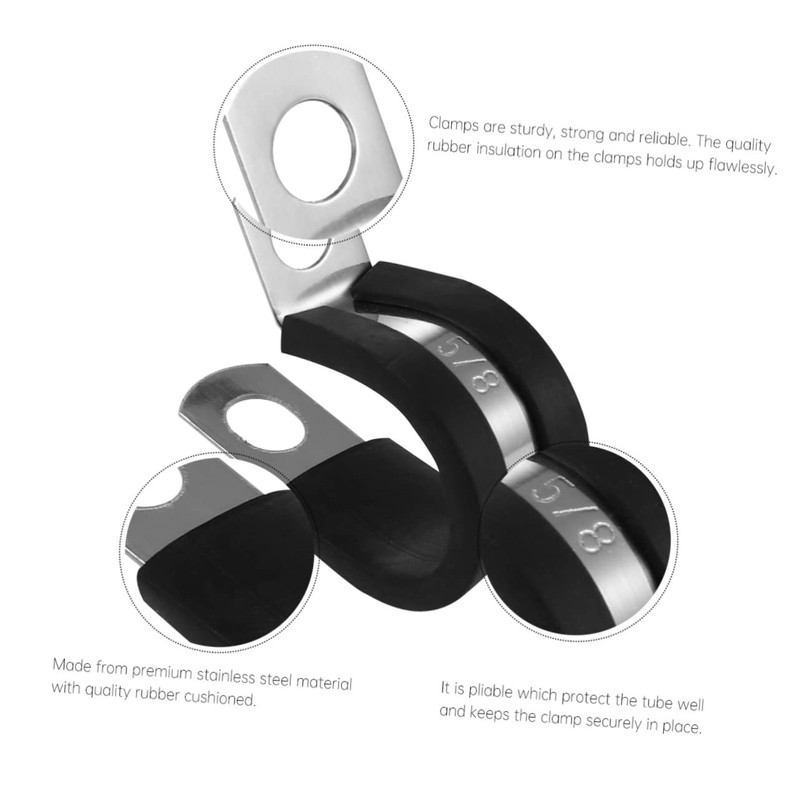 TEHAUX 47pcs R Shaped Stainless Steel Hose Clamp Kit with