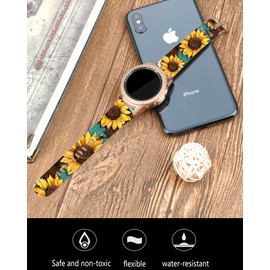 20mm Fashion Silicone Sport Bands Compatible for Galaxy Watch 6/Watch 5/Galaxy Watch 4 40mm 44mm/Classic 42mm 46mm/Watch 3 41mm, Active 2 Watch Bands,watercolor sunflowers wood grain Replacement Strap