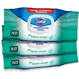 Clorox Disinfecting Wipes Flex Pack, Bleach Free, Fresh Scent, 75 Count, Pack of 3 (Pack May Vary)