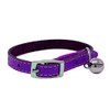 Cat Collar Real Leather with Safety Elastic, Bell, Available (Purple)
