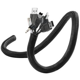Organizador de Cables Cubre Cables Manguito de Gestión de Cable Auto Cierre Recoge Cables,Protector de Cables Escritorio,Esconder Cables,Protector Cable Negro (3mx10mm Negro)