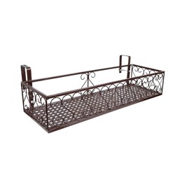 Saim Balcony Window Plant Shelf,Iron Flower Pot Hanger 23.5 Inches Window Box Stand Rack Railing Planter Shelf Planter Container Accessories (Black)