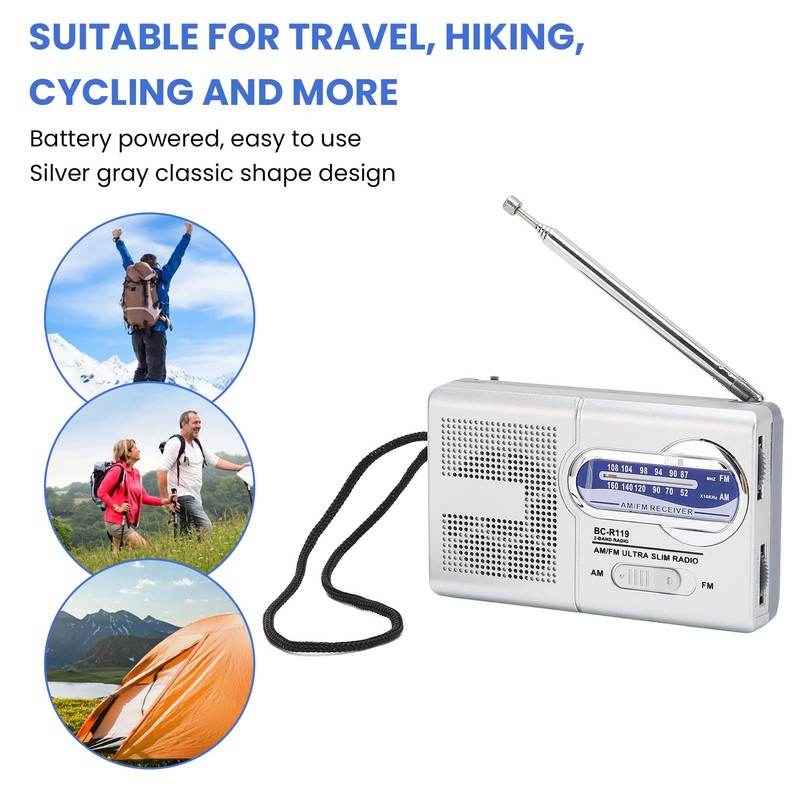 Radio de Bolsillo Portátil, Radio de Transistores Compacta Am FM