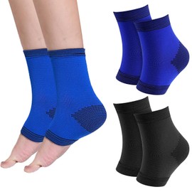 SIXHAOBU 2 Paar Fersen Socken, Knöchelschutz für Kinder, Kompressionssocken Sprunggelenkbandage, Elastische Fußbandagen, Handgelenkschutz für Basketball, Grappling, Boxen (Blau und Schwarz)