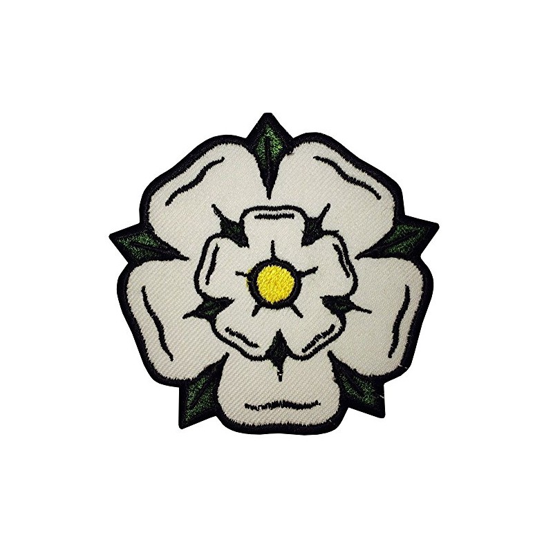 Yorkshire White Rose Embroidered Badge Patch Sew-on or Iron-on 8cm