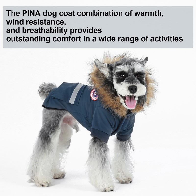 PINA Dog Coats for Small Dogs, Waterproof, Windproof, Hooded, Leash