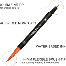Jotia 24Pcs Art Markers Pens Set, Dual Markers Brush Pens Dual Tip Pens Art Markers Highlighter Drawing Markers, 24 Colors Double Tip Colored Pen with Fine and Brush Tip for Adult Coloring