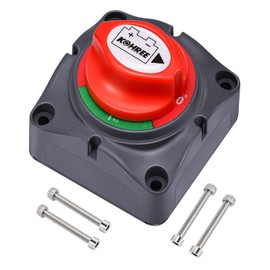 Kohree Battery Disconnect Switch 12V, 12V-48V Battery Shut Off Kill Isolator- Waterproof Marine Cut Off Switch for RV, ATV, Car, Marine, Boat, with 4 Mounting Bolts, 275 Amps, On/Off