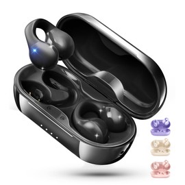 King Lucky i21 Open Ear Clip On Earbuds Wireless Bluetooth Ear Clip Headphones with Mic, Noise Cancelling, Waterproof IPX4, for Small Ears, Perfect for Running, Sports, and Glasses Wearers (Black)