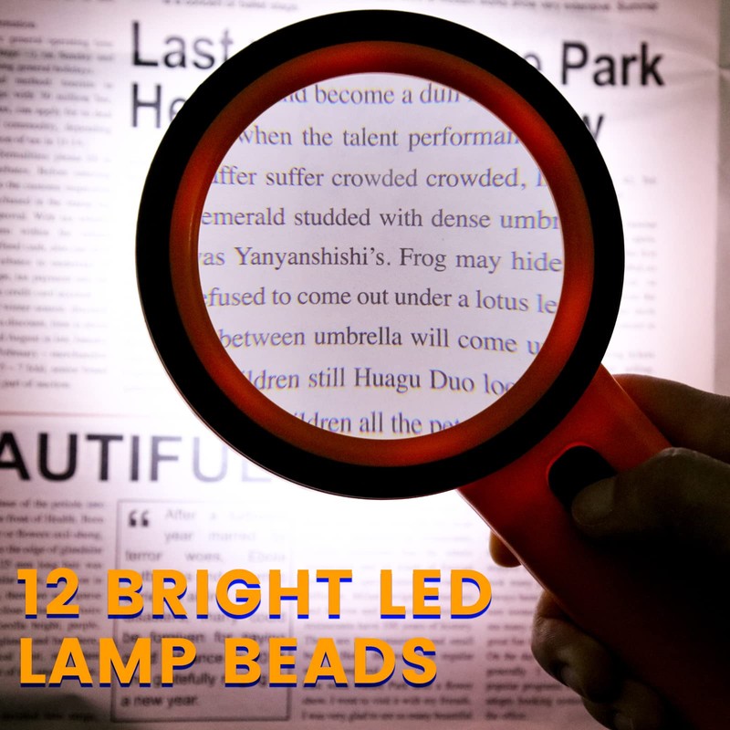 AIXPI Magnifying Glass with Light, 30X Handheld Large Magnifying Glass