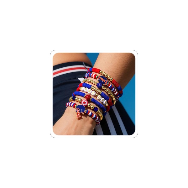 ANGLEQUEEN Football Bracelets for Women Football Game Day Bracelets Layered