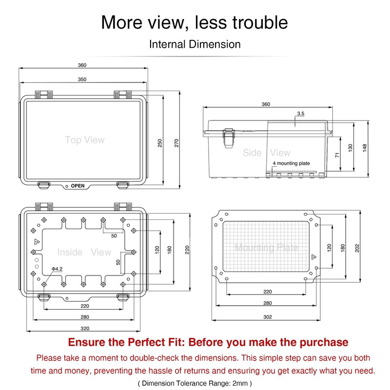QILIPSU UL94-V0 Outdoor Electrical Box 13.8"x9.9"x5.9" Waterproof Junction Box Weatherproof