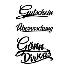 Ideen mit Herz 3 x Cutting Dies, Lettering, Voucher, 2 cm to 8.2 cm
