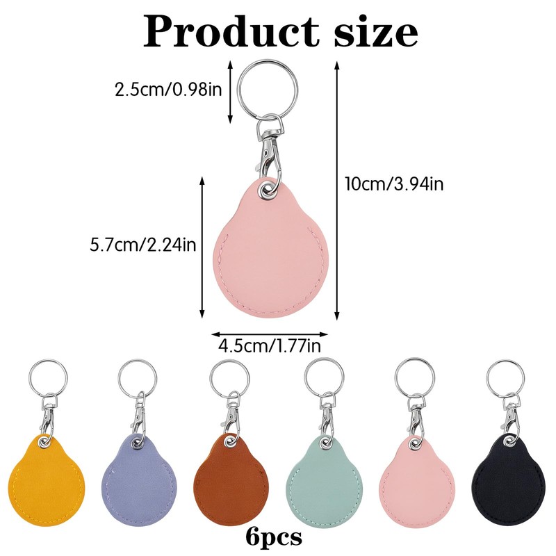 6 Pcs Leather Proximity ID Card Keychain Protector RFID Key