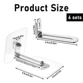 Adhesive Furniture Wall Anchors 6 Packs No Drill Furniture Anchors Anti Tip Furnitures Straps Kit Furnitures Wall Safety Straps for for Baby Proofing Cabinet Bookcase Dresser