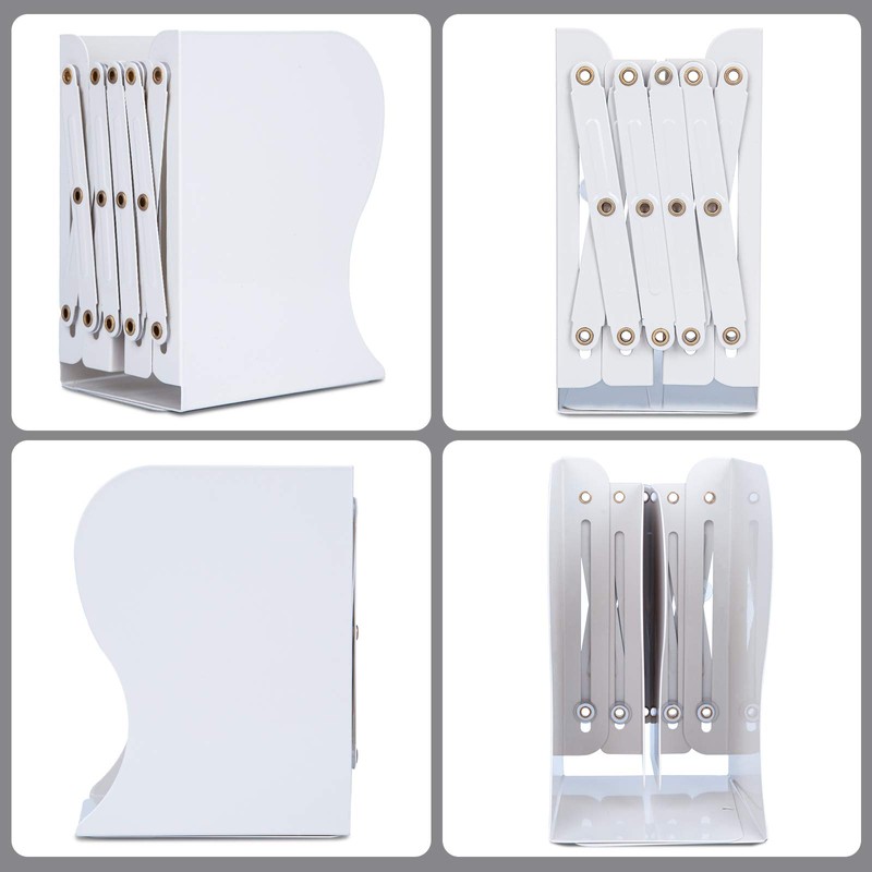 ALIOBC Bookstand, Extendable, Bookends, Won't Fall Down, Metal Tabletop Bookcase,