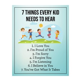 7 Things Every Kid Needs to Hear - Inspirational Wall Art Quote, Life Advice Positive Affirmations Wall Decor Print For Home Decor, Living Room Decor, Office Decor or Nursery Decor, Unframed - 8x10