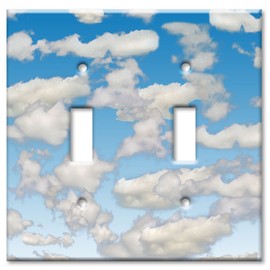 Art Plates - Double Gang Toggle OVERSIZE Switch Plate/OVER SIZE Wall Plate - Clouds