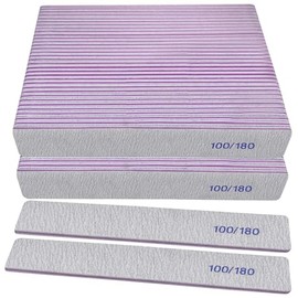Limas de uñas (paquete de 50), limas de papel de lija de grano 100/180 para uñas naturales y acrílicas, limas de doble cara para uñas acrílicas profes