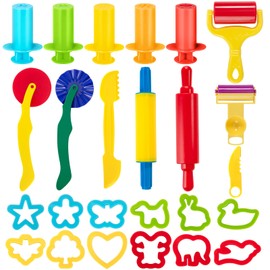 Modelling Clay Accessories, 25 Pieces Kneading Tool Dough Plasticine Tools for Children, DIY Modelling Clay, Extruder, Cookie Cutters, Kitchen Toy, Educational Toy Gift for Boys and Girls