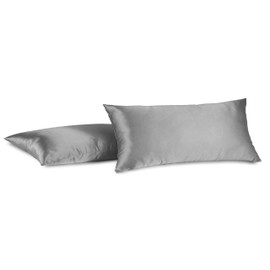 Creative 2 Pieces of Hidden Zipper Satin Pillow Case, Standard Size , Charcoal