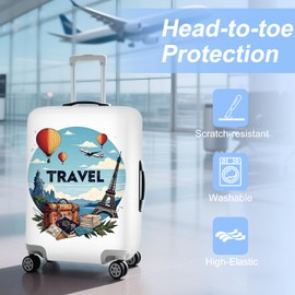 ANNA QUEEN Travel Luggage Cover Suitcase Protector Suitcase Cover Anti-Scratch,Stretchable Bag Cover Washable Durable Polyester with Elastic Hem with Zipper Closure