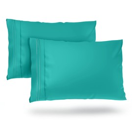 Cosy House Collection Everyday 1500 Series Pillowcases - Bedroom Essentials - Luxury Hotel Quality - Silky Soft & Smooth - Gentle & Skin Friendly - Set of 2 (Standard, Turquoise)