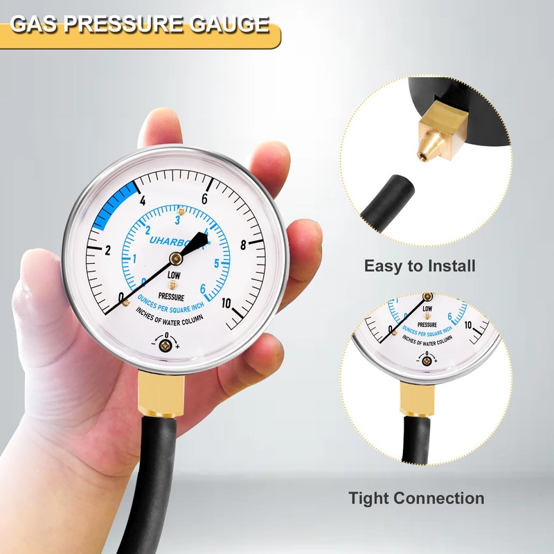 UHARBOUR Manometer Gas Pressure Tester, Manometer LP Gas Pressure Tester