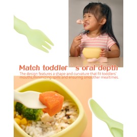 Tiny Genius Toddler Flatware Set, Baby Led Weaning Silicone Utensils, Fork, Spoon, and Bowl, BPA Free, Easy to Clean, Self-Feeding, Durable and Safe for Toddlers, Enhances Fine Motor Skills (Pink)