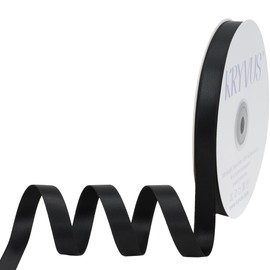 Kryvus Black Satin Ribbon, Double Faced 1/2 Inch X 50 Yards Black Ribbon, Premium Satin Ribbon for Gift Wrapping, Crafts, Hair Bow Making, Sewing, Flower Bouquet, Wedding Party Decor