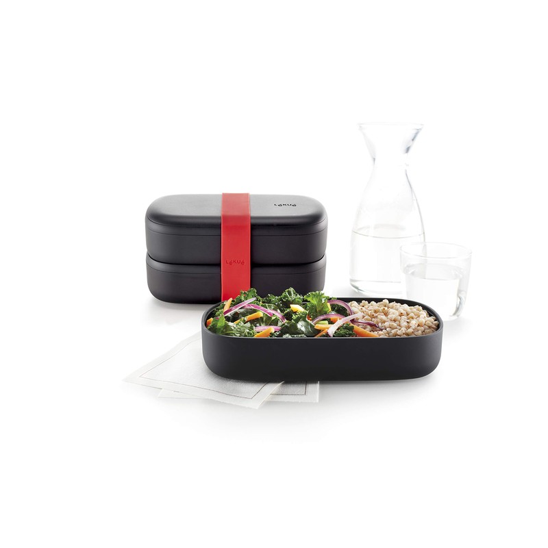 Lékué Hermetic Lunch Box for Food with Cutlery, Polypropylene, Black,