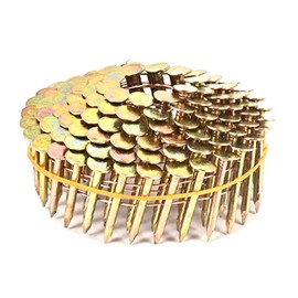 BHTOP 600 Count Coil Roofing Nails 1 Inch x .120-Inch for Roofing Nail Gun, 15 Degree Round Head Wire Weld Collated Roofing Nail, Smooth Shank Electro Galvanized Air Nails for Roofs