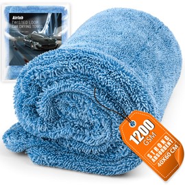Airlab Twisted Loop XL Car Drying Towel - 60x40cm, 1200GSM Professional Double-Sided Microfibre Cloth, Ultra - absorbent and Lint - Free, Ideal for Effortless Car Washing, Detailing & Polishing, Blue
