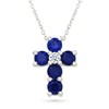 Created Blue Sapphire and Created White Sapphire Sterling Silver Cross