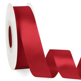 1 Inch Double Faced Red Satin Ribbon, 25 Yards Solid Silk Fabric Ribbons Perfect for Floral Bouquet Christmas Bows Gift Wrapping, Hair Accessories, Wedding Party Decoration, DIY Crafts