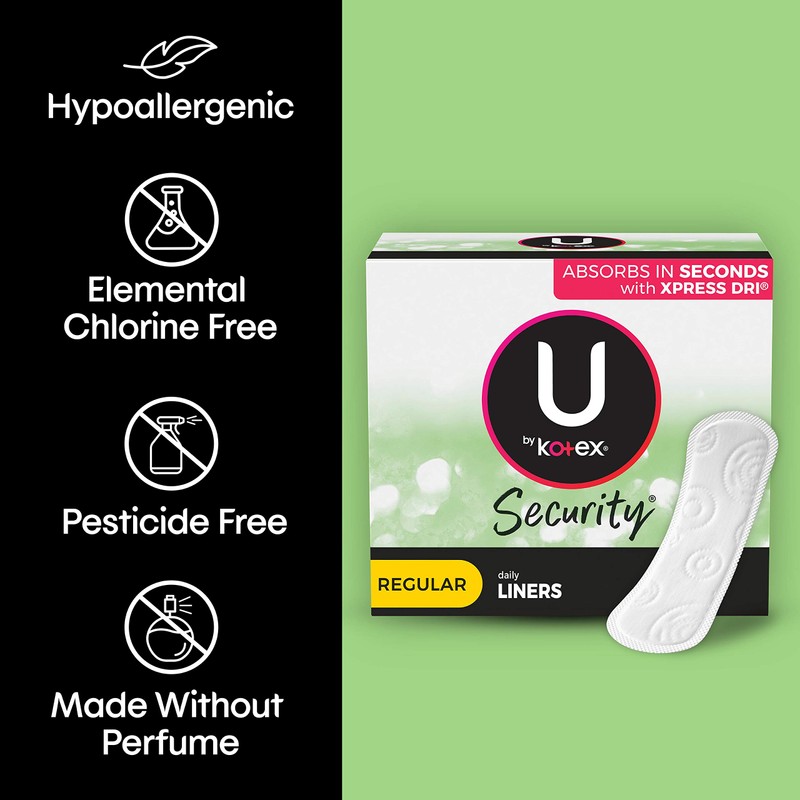U by Kotex Security Lightdays Panty Liners, Light Absorbency, Regular