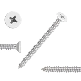 White Head 100 PCS #10X1-1/2(1.5 inch) Stainless Steel Phillips Flat Head Wood Screws,Stainless Steel 18-8 A2(304) Screw,Home Screw Kit by QISHENG