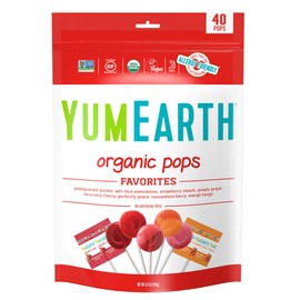 YumEarth Organic Lollipops, Assorted Flavors, 8.5 Ounce, 40 Lollipops - Allergy Friendly, Non GMO, Gluten Free, Vegan (Packaging May Vary)