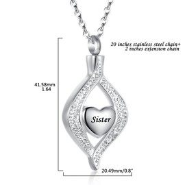 OutstandLong Teardrop Grandpa Heart Cremation Urn Necklace for Ashes Human Holder Memorial Keepsake Pendant Locket Jewelry