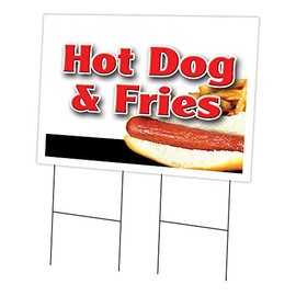 Hot Dogs & Fries Combo 24" x 36" Yard Sign & Stake | Advertise Your Business | Stake Included Double Sided Image | Made in The USA