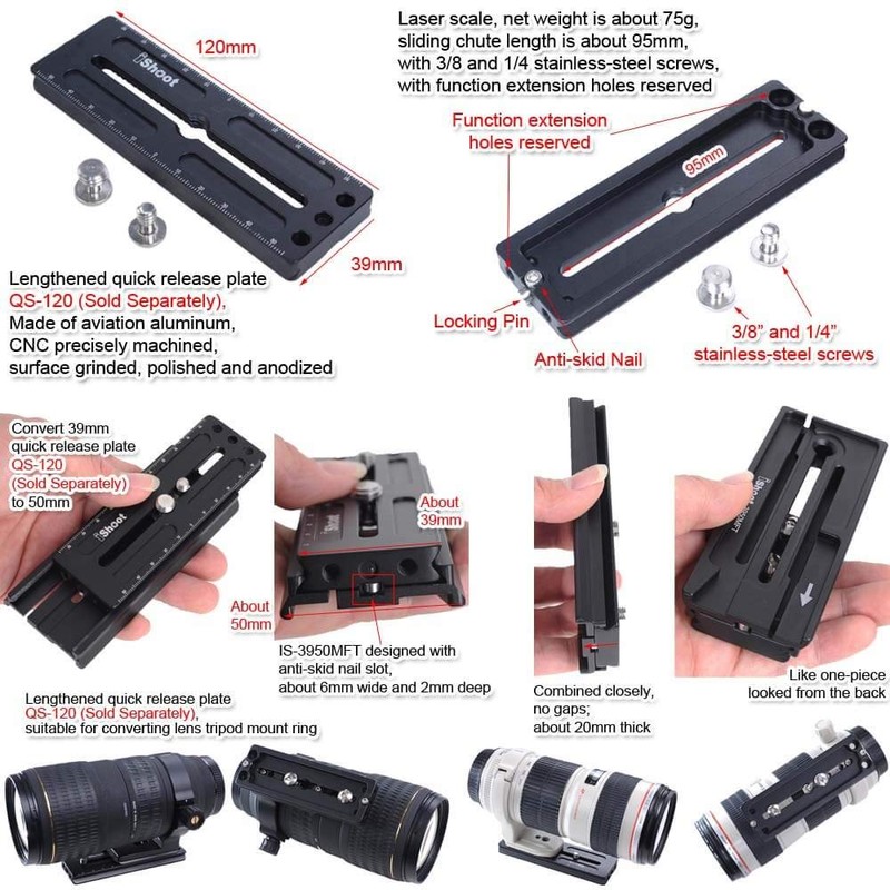 iShoot Clamp Adapter Converter for 39 mm Arca-Swiss Fit Camera