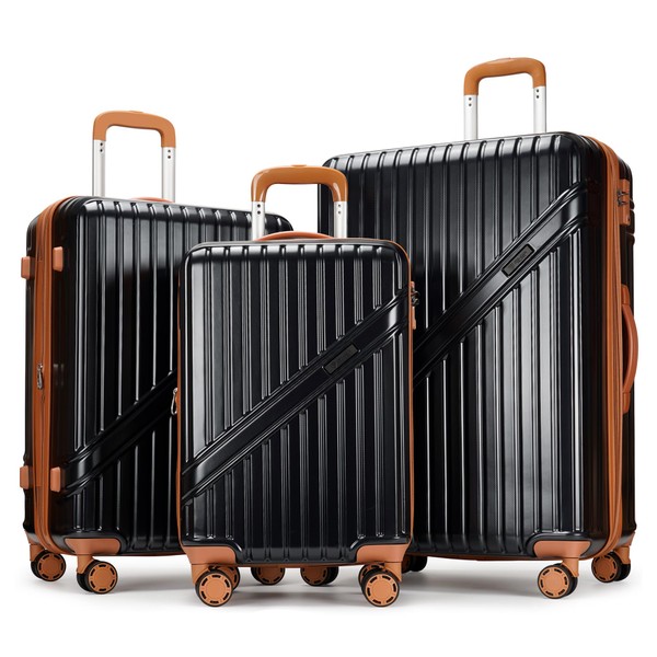 PRIMICIA GinzaTravel Luggage Sets 3-Piece Expandable Suitcases with Wheels PC+ABS