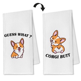 OTOUO Funny Corgi Kitchen Towels - Corgi Butt Hand Dish Towels for Kitchen Bathroom, Corgi Gifts for Corgi Lovers Women Men, 16x24 Inches