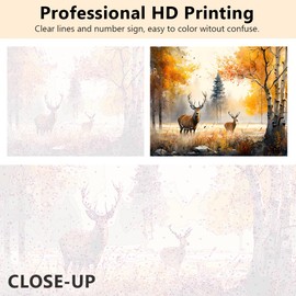 TISHIRON Deer Painting by Numbers Adults, Trees and Wildflowers Painting by Numbers, Paint by Numbers de Brush and Acrylic Paint, 16 x 20 Inch Flames Flowers Painting by Numbers Adults Family